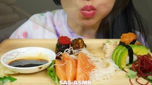 ASMR SUSHI PLATTER *SASHIMI + NIGIRI (EATING SOUNDS) NO TALKING | SAS-ASMR