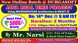 JAVA REAL TIME PROJECT Online Training @ DURGASOFT