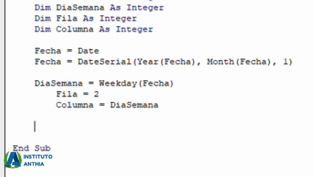 CALENDARIO AUTOMÁTICO | VISUAL BASIC | EXCEL | INSTITUTO ANTHIA смотреть онлайн