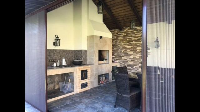 Комплекс барбекю, облицованный натуральным камнем. смотреть онлайн