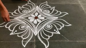 Easy rangoli designs for beginners| Easy kolam designs| Small 5*1 lotus rangoli designs