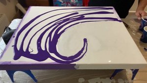 Acrylic Pouring Fluid Art - Wave - Purple & Silver #004