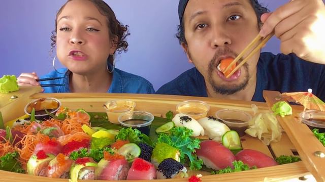 ASMR SUSHI MUKBANG! SALMON BELLY, UNAGI, OCTOPUS, WHITE TUNA, SCALLOP, YELLOWTAIL+ MORE SUSHI ROLLS