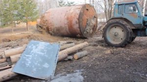 утащил бочку трактором