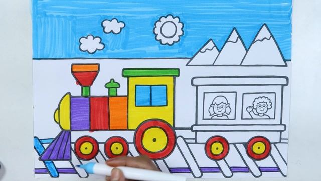 Train Drawing, Painting and Coloring for Kids & Toddlers | Train Draw with colors for kids смотреть онлайн