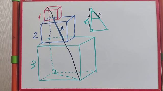 Геометрическая головоломка для 8 класса. Надо найти синюю составляющую общей диагонали кубов смотреть онлайн