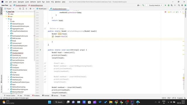 Java Tutorial - Delete at begninning of Doubly linked list in Java смотреть онлайн