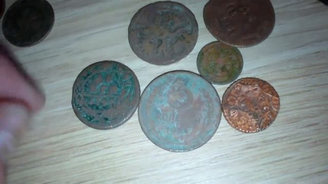 Патинирование медных монет. Медный купорос+ марганцовка.