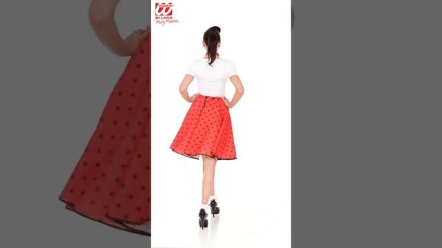 01077 - RED 50s POLKA DOTS SKIRT & NECK SCARF смотреть онлайн