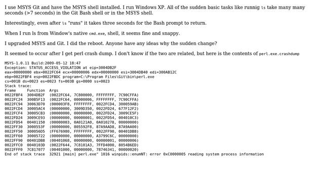 sh.exe and ls significantly slower than usual on MSYS bash and GIT смотреть онлайн