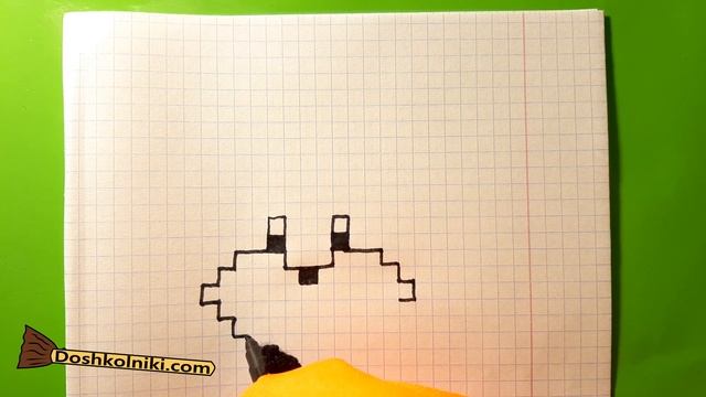 Как Рисовать Голову зайца по клеточкам? ? Рисунки по клеточкам с Котом Баюном. смотреть онлайн