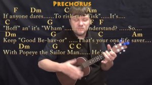 Popeye the Sailor Man (TV Theme) Ukulele Cover Lesson in C with Chords/Lyrics