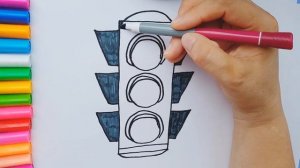 Как нарисовать СВЕТОФОР.  Раскраска для малышей СВЕТОФОР.