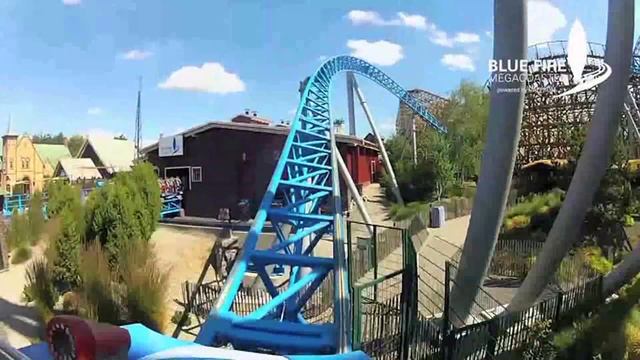 BlueFire Europapark Germany. Атракцион горки "Голубой Огонь" постороен Газпромом. Германия, гю Руст