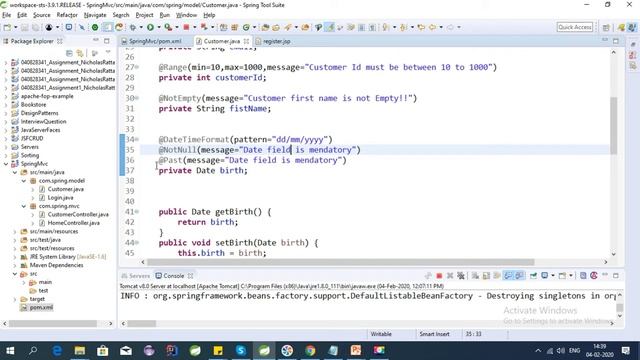 Spring MVC Validation @DateTimeFormat смотреть онлайн