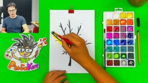 Как нарисовать ОСЕНЬ - рисуем кленовый лист красками акварель