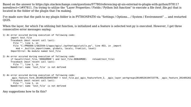 GIS: Import error when utilizing QGIS's Python Init function