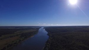 Первый полет на коптере на даче вдоль р. Ока