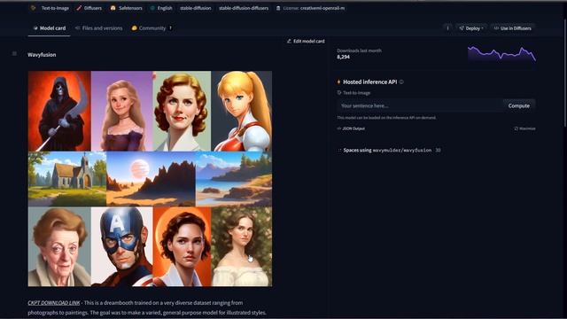 Обученные модели Stable Diffusion, запуск на Hugging Face смотреть онлайн