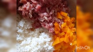 Нежный пирог с рисом, тыквой и фаршем