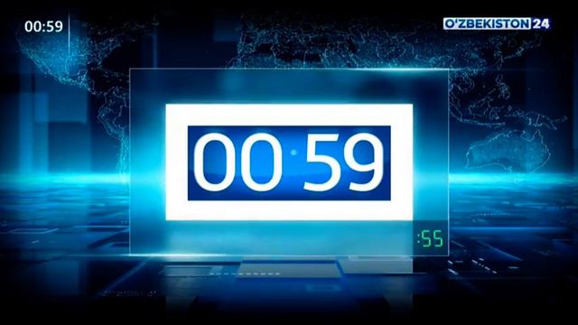 Заставка, часы и начало программы "Новости 24" на канале O`zbekiston 24 (Узбекистан). 26.12.2019