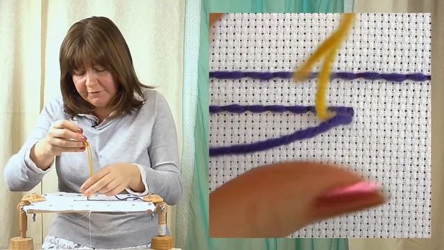 Underside couching brick filling | Hand embroidery for beginners video tutorial