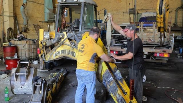 Ремонт и восстановление рукояти экскаватора New Holland 100 | Сварка трещин, дублёры из 09г2с