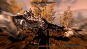 Skyrim - Orc (2 handed, heavy armor) killing fire dragon #5.