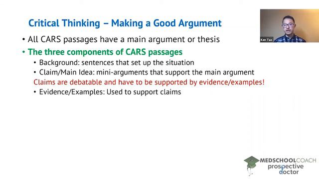 How to Make a Good Argument on CARS Questions on the MCAT