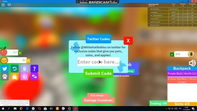 Коды в Blob simulator/ROBLOX смотреть онлайн