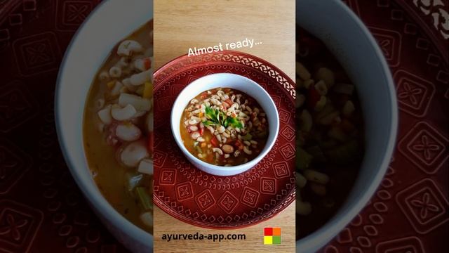 Vegetarian hight protein vegetable soup with beans