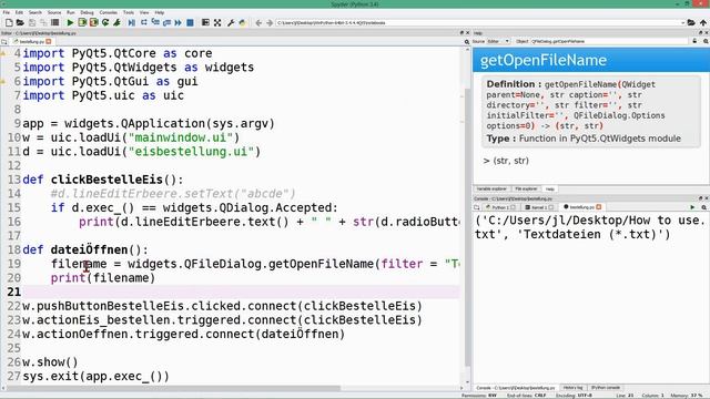 Erste Schritte mit PyQt5, Teil 6; Datei-Standarddialog смотреть онлайн