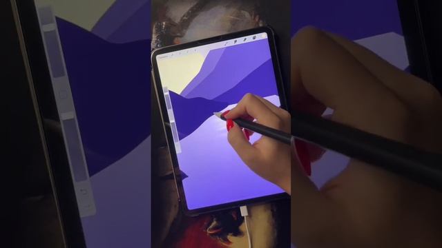 Да,это снова горы? подробный урок уже ждёт в моей телеге❤️ #арт #рек #рисунок #procreate #рисование смотреть онлайн