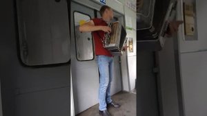 Играет на баяне в электричке!