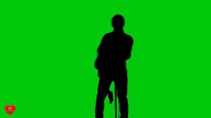 Футаж Музыка силуэт гитарист поет в микрофон