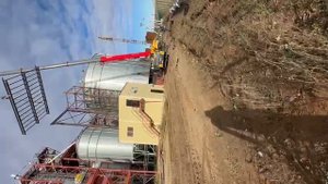 Монтаж установки весом 4 тонны на полном вылете стрелы 42 метра. Автокран САНИ 250