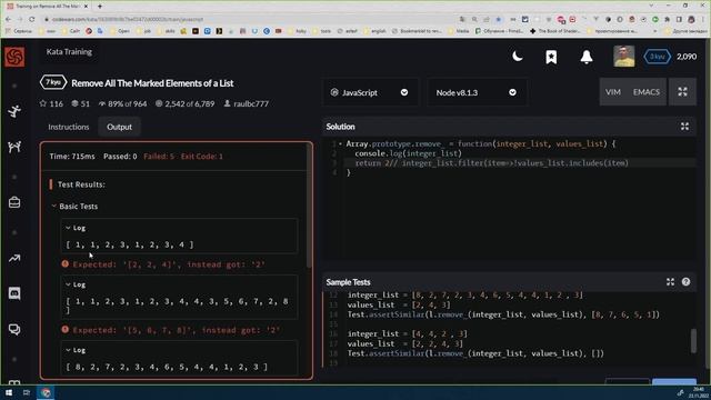#7kyu Remove All The Marked Elements of a List | #codewars  #javascript