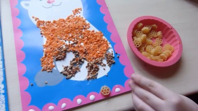 Котик.Поделка из круп с малышами. смотреть онлайн