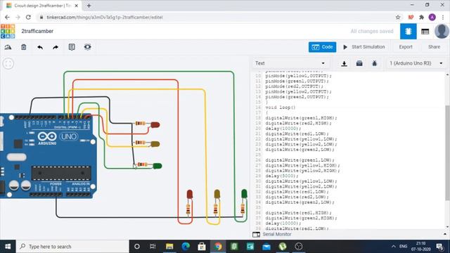 2 way traffic light system using Arduino || Simulation on TinkerCAD || Hardware execution смотреть онлайн