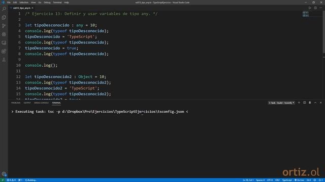 TypeScript - Ejercicio 13: Definir y Usar Variables de Tipo any смотреть онлайн
