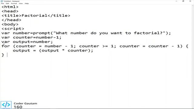 Find the Factorial of a number using HTML & JavaScript!