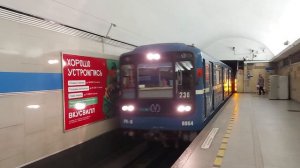 Прибытие метропоезда на станцию Горьковская, Санкт-Петербург