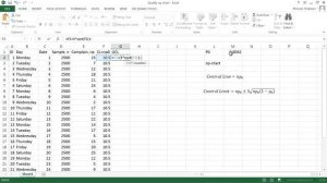 Attribute Control np chart MS Excel