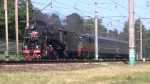 Ретро-поезд паровоз Л-2344 между пл. Малаховка и Красково