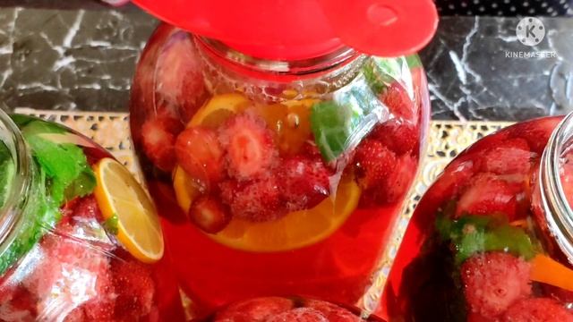 Клубничный мохито на зиму с лимоном и апельсинами  #мохито #moxito #клубничный