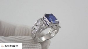 Перстень Мужской с Ящерицей с Сапфиром, Артикул КМ-39, серебро 925 пробы