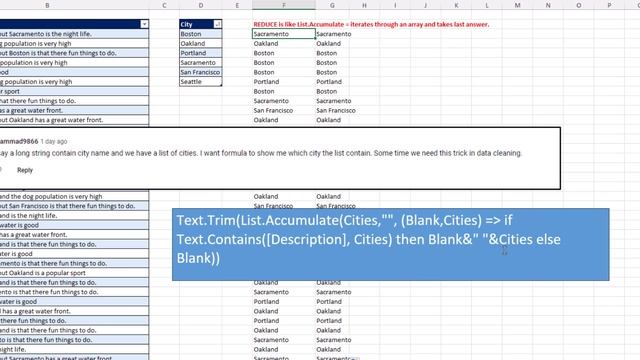 Power Query: Extract City Name from Description with List.Accumulate function Excel Magic Trick 184