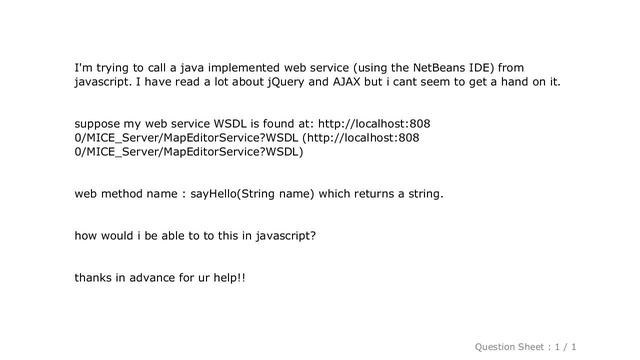HTML : calling a java webservice from html page and javascript