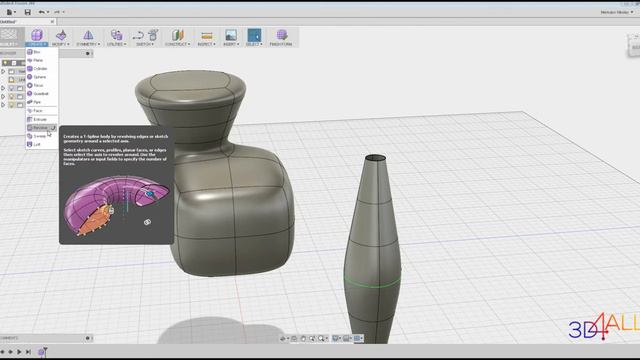 Урок 2 AUTODESK FUSION 360   SCULPT CREATE EXTRUDE, REVOLVE, SWEEP, LOFT смотреть онлайн