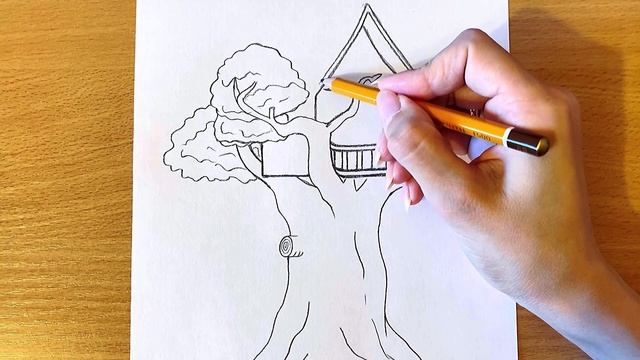 Как Нарисовать Домик На Дереве | Рисунок Карандашом смотреть онлайн